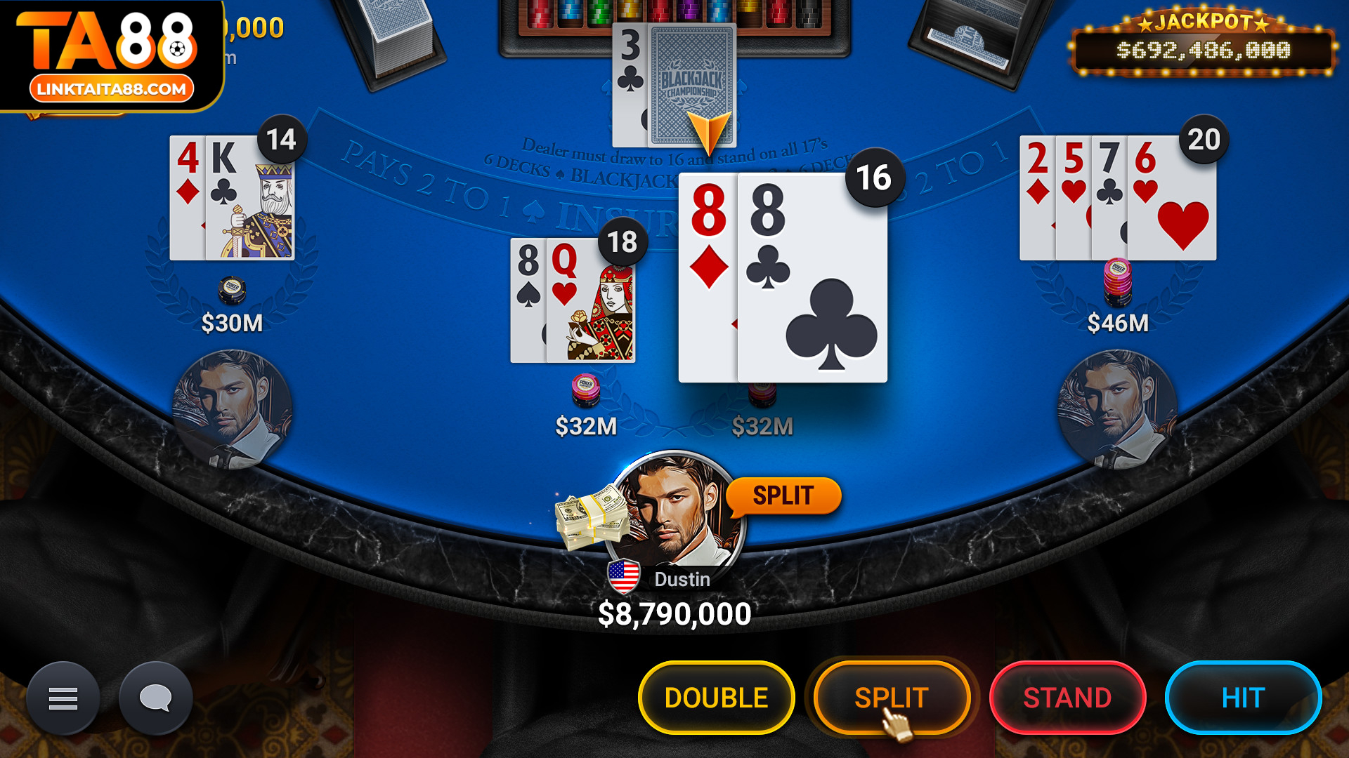 TA88 mang đến phiên bản blackjack với nhiều điểm thú vị